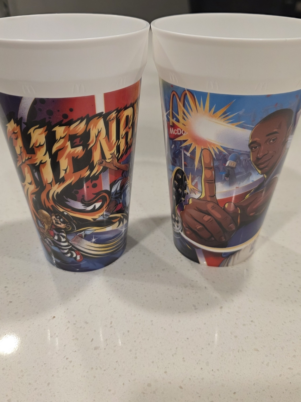 McDonald’s Collectible Graphic Cup Set — Colorful Red, Blue & White